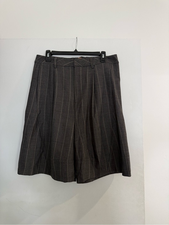 Pants - Pinstripe Dress Shorts - Charcoal Gray